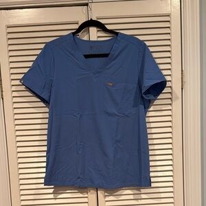 Figs Classic Blue V-Neck Scrub Top